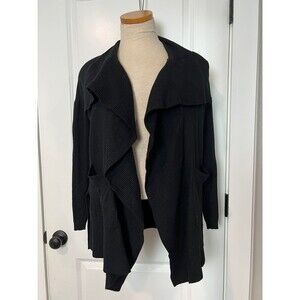 WITCHERY WATERFALL AUSTRALIAN MERINO WOOL KNIT CARDIGAN IN BLACK SZ MEDIUM